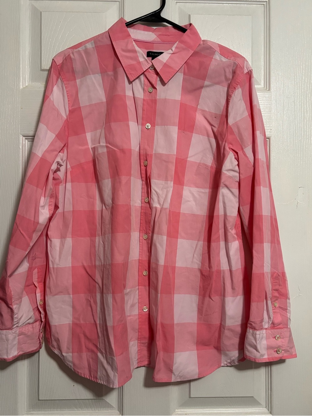 Talbots Pink Plaid Button-Down Shirt Sz XL Cotton